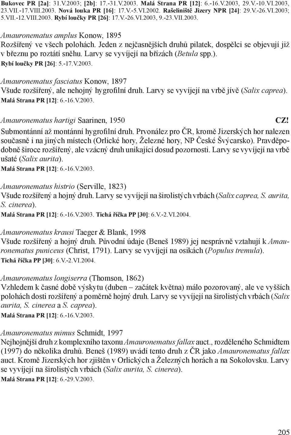 Jeden z nejčasnějších druhů pilatek, dospělci se objevují již v březnu po roztátí sněhu. Larvy se vyvíjejí na břízách (Betula spp.). Rybí loučky PR [26]: 5.-17.V.2003.