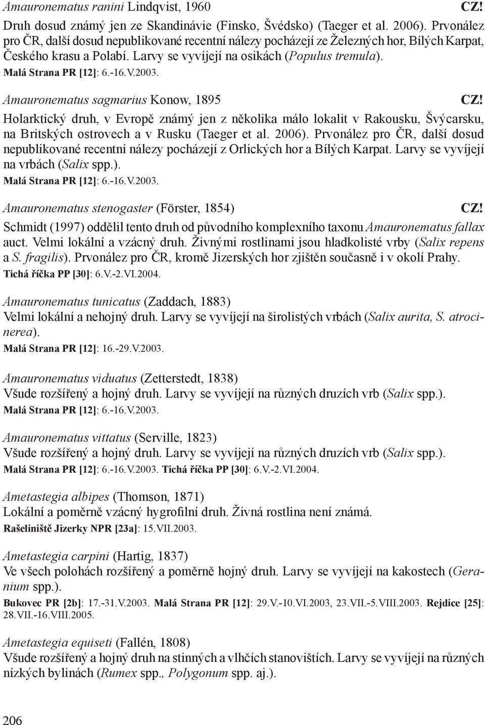 -16.V.2003. Amauronematus sagmarius Konow, 1895 CZ! Holarktický druh, v Evropě známý jen z několika málo lokalit v Rakousku, Švýcarsku, na Britských ostrovech a v Rusku (Taeger et al. 2006).