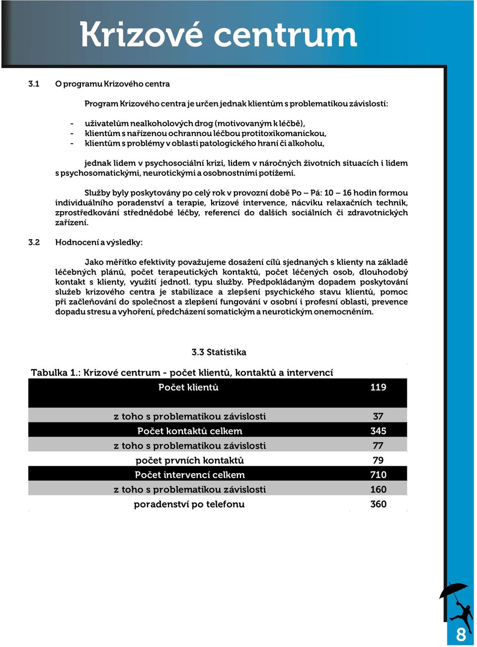 bou protitoxikomanickou, klient m s problémy v oblasti patologického hraní i alkoholu, jednak lidem v psychosociální krizi, lidem v náro ných ivotních situacích i lidem s psychosomatickými,