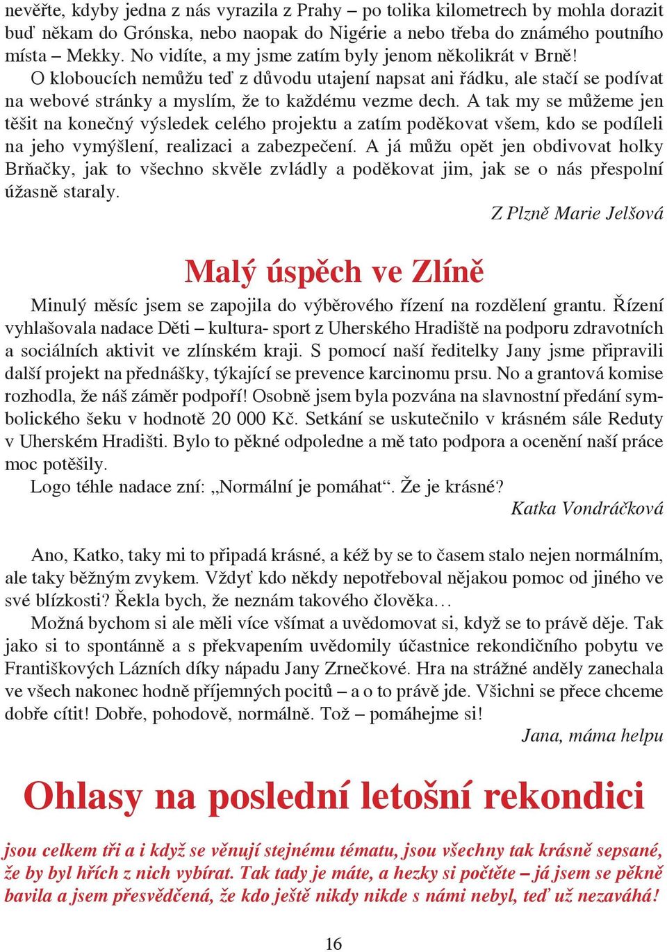 A tak my se můžeme jen těšit na konečný výsledek celého projektu a zatím poděkovat všem, kdo se podíleli na jeho vymýšlení, realizaci a zabezpečení.