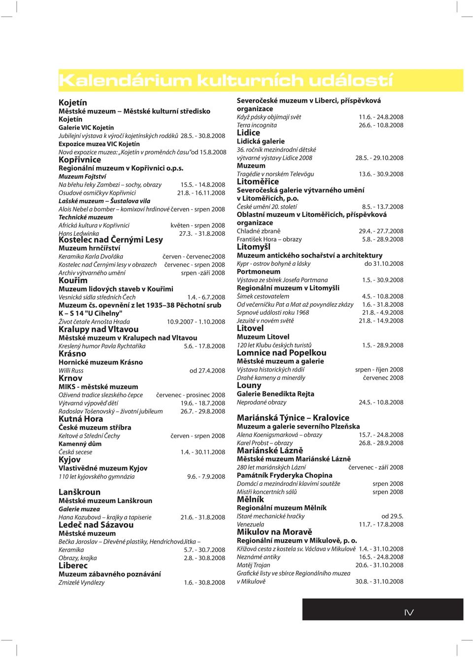 5. - 14.8.2008 Osudové osmičkyv Kopřivnici 21.8. - 16.11.