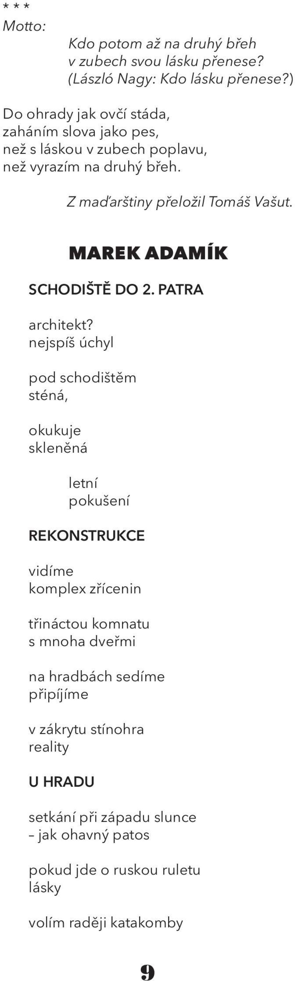 Marek Adamík SCHODIŠTĚ DO 2. PATRA architekt?