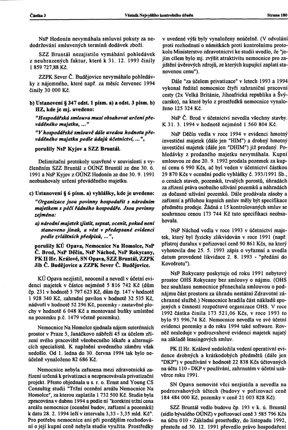 za měsíc červenec 1994 činily 30 000 Kč. b) Ustanovení 347 odst. 1 písm. a) a odst. 3 písm. b) HZ, kde je mj. uvedeno: "Hospodářskásmlouva mus{obsahovat určenipřeváděného majetku,.