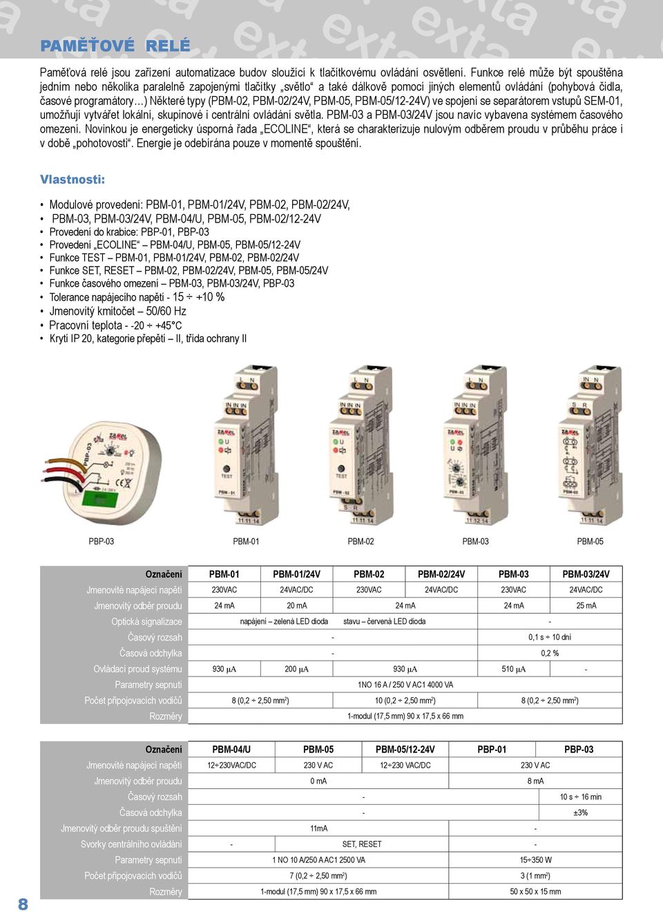 PBM-02/24V, PBM-05, PBM-05/12-24V) ve spojení se separátorem vstupů SEM-01, umožňují vytvářet lokální, skupinové i centrální ovládání světla.
