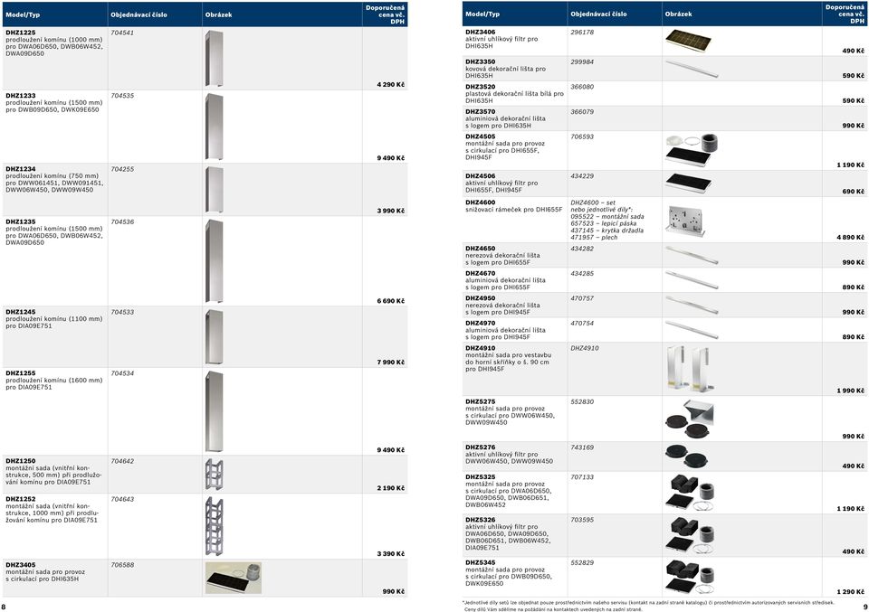 704541 704535 704255 704536 704533 704534 4 290 Kč 9 3 6 7 DHZ3406 aktivní uhlíkový filtr pro DHI635H DHZ3350 kovová dekorační lišta pro DHI635H DHZ3520 plastová dekorační lišta bílá pro DHI635H