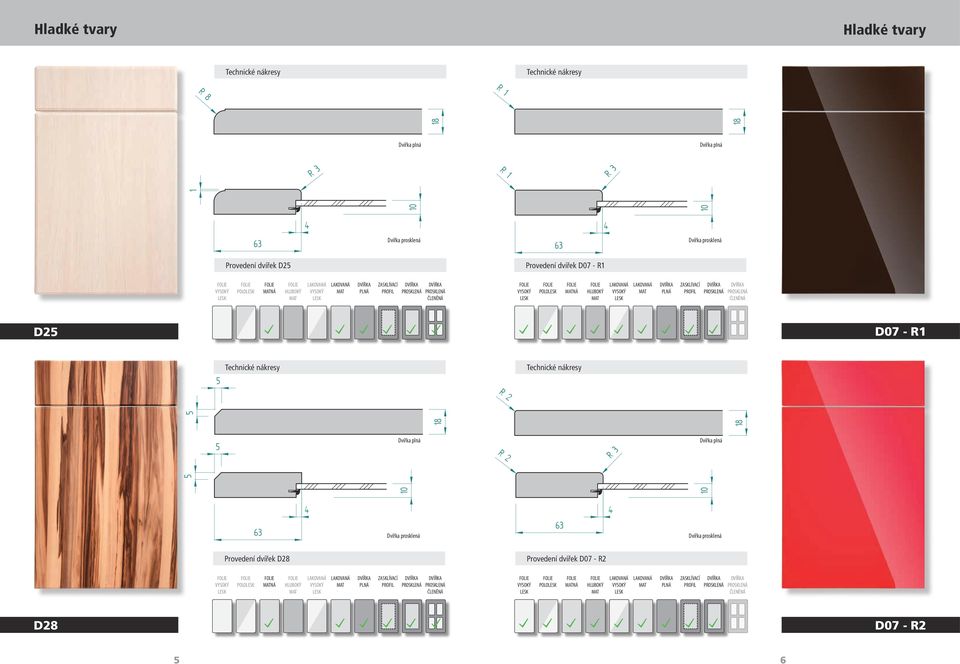 dveře Tvar D 07 - R2 - plné dveře Tvar D 28 - plné dveře Tvar D 07 - R2 - plné dveře POLO NÁ Tvar D 28 - prosklené dveře Tvar D 07 - R2 -