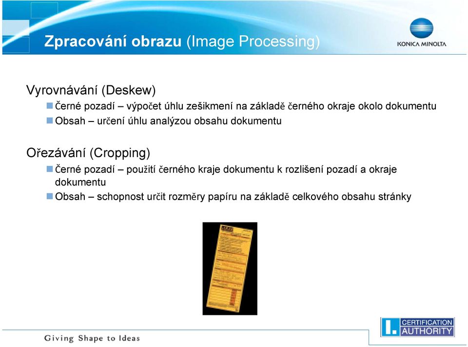 dokumentu Ořezávání (Cropping) Černé pozadí použití černého kraje dokumentu k rozlišení