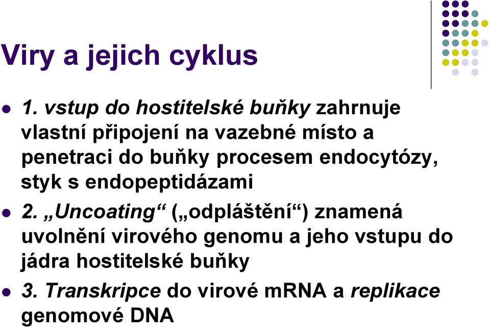 penetraci do buňky procesem endocytózy, styk s endopeptidázami 2.