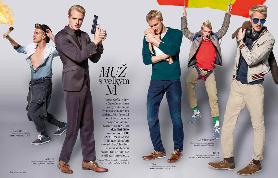 Pro aktuální číslo magazínu SHOE FASHION se Mario Galla nechal nafotit v sedmi různých rolích.