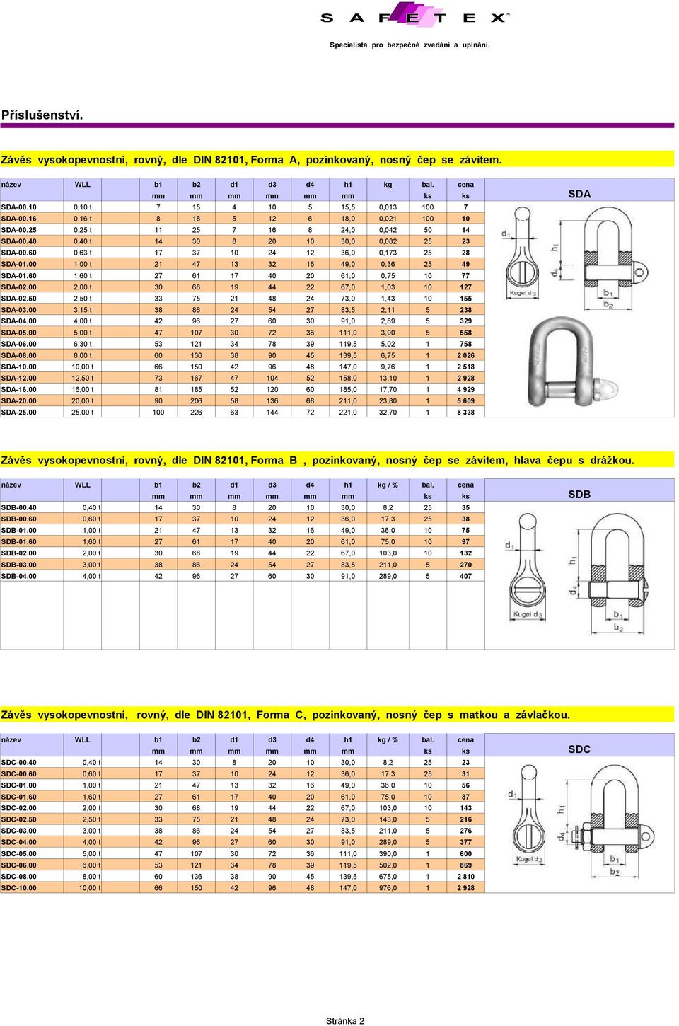 60 0,63 t 17 37 10 24 12 36,0 0,173 25 28 SDA-01.00 1,00 t 21 47 13 32 16 49,0 0,36 25 49 SDA-01.60 1,60 t 27 61 17 40 20 61,0 0,75 10 77 SDA-02.00 2,00 t 30 68 19 44 22 67,0 1,03 10 127 SDA-02.