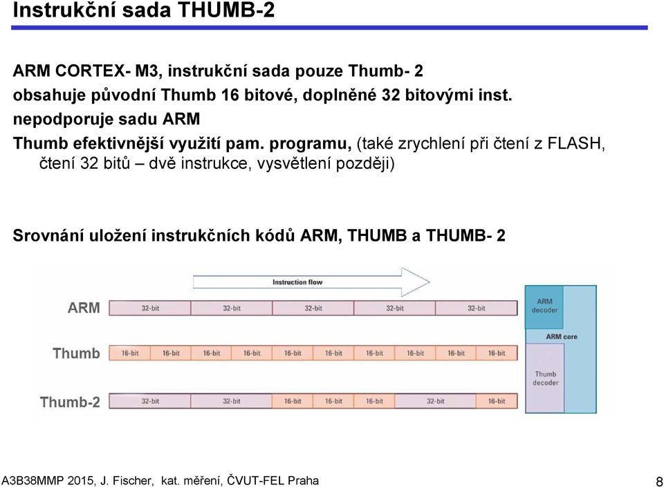 programu, (také zrychlení při čtení z FLASH, čtení 32 bitů dvě instrukce, vysvětlení později)