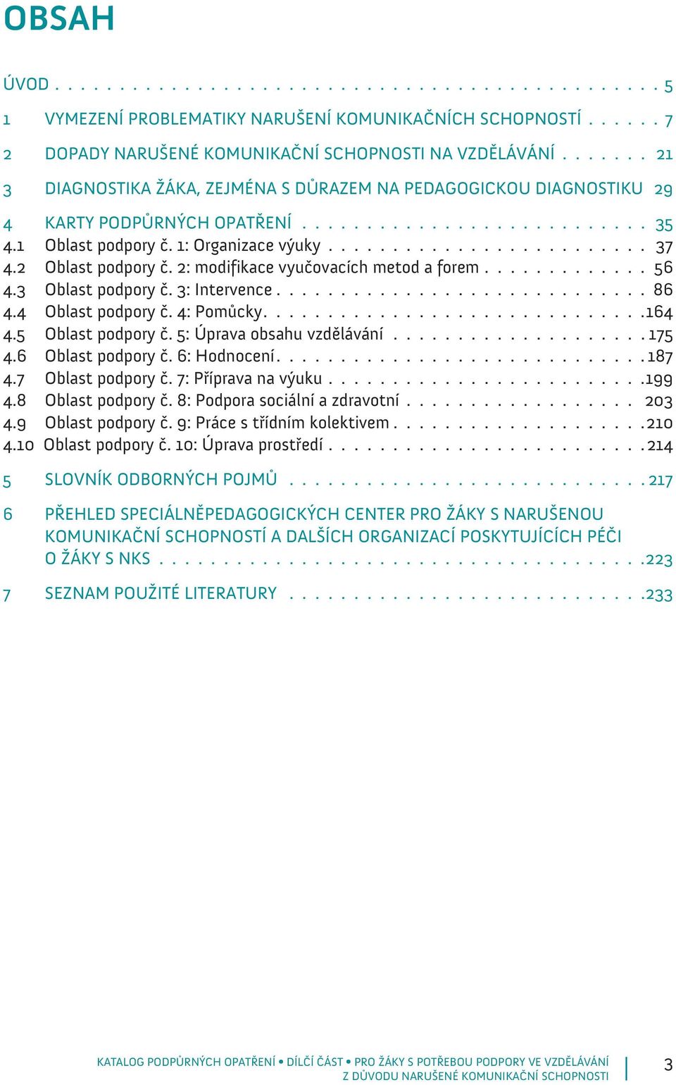 2 Oblast podpory č. 2: modifikace vyučovacích metod a forem............. 56 4.3 Oblast podpory č. 3: Intervence............................. 86 4.4 Oblast podpory č. 4: Pomůcky..............................164 4.