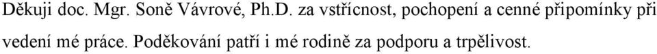 připomínky při vedení mé práce.