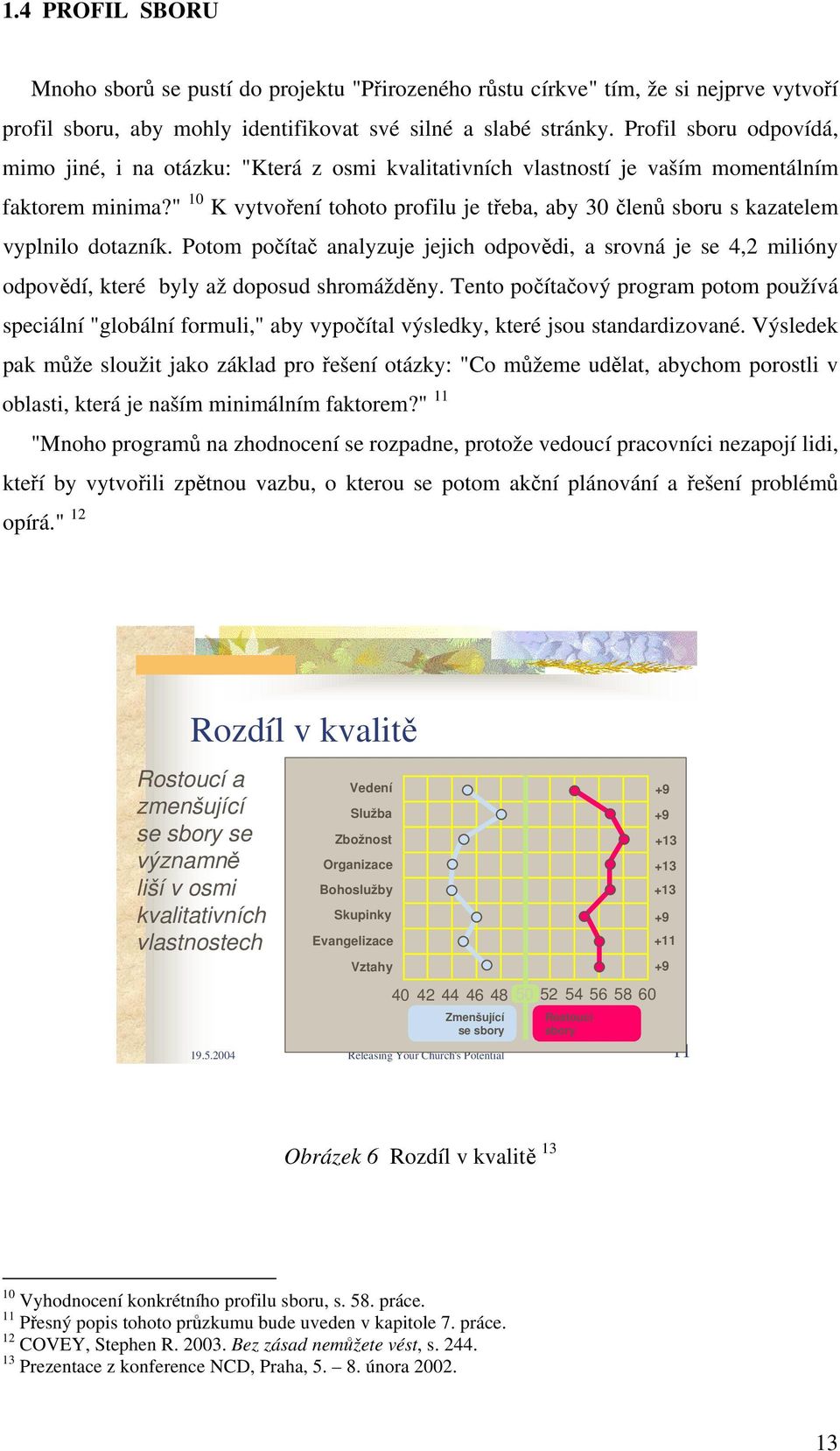 " 10 K vytvoření tohoto profilu je třeba, aby 30 členů sboru s kazatelem vyplnilo dotazník.