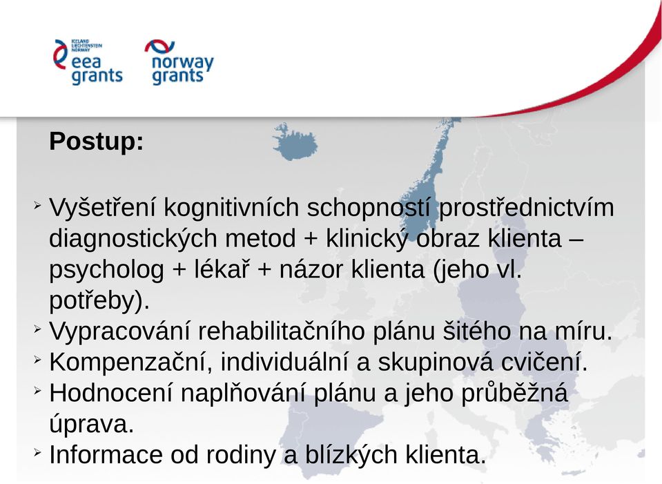 Vypracování rehabilitačního plánu šitého na míru.