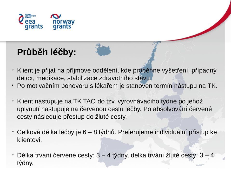 vyrovnávacího týdne po jehož uplynutí nastupuje na červenou cestu léčby.
