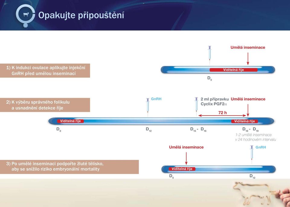 15 - D 16 D 18 - D 19 1-2 umělé inseminace v 24 hodinovém intervalu 3) Po