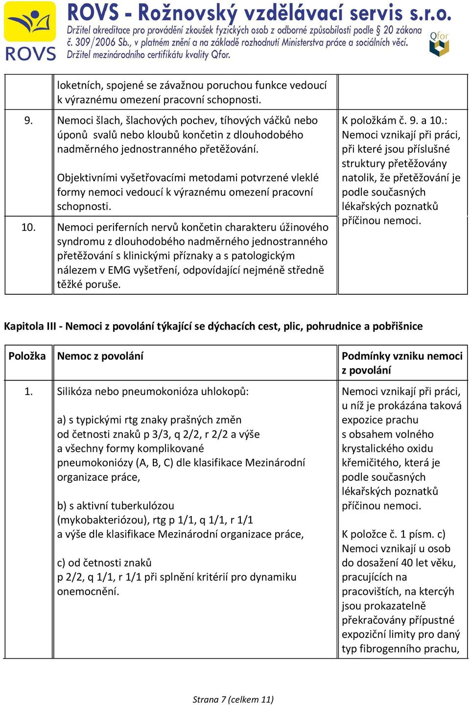 Objektivními vyšetřovacími metodami potvrzené vleklé formy nemoci vedoucí k výraznému omezení pracovní schopnosti. 10.