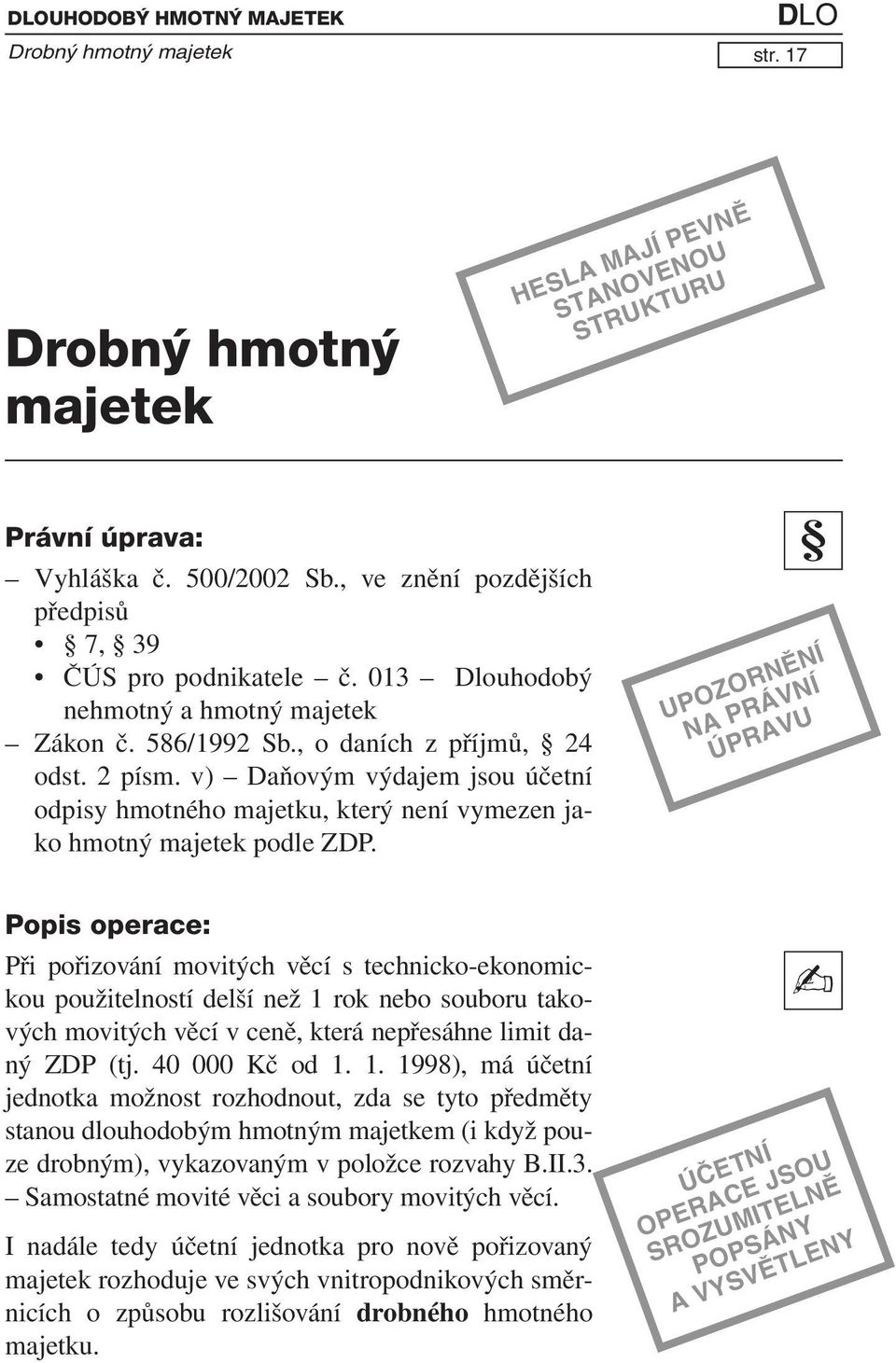 v) Daňovým výdajem jsou účetní odpisy hmotného majetku, který není vymezen jako hmotný majetek podle ZDP.