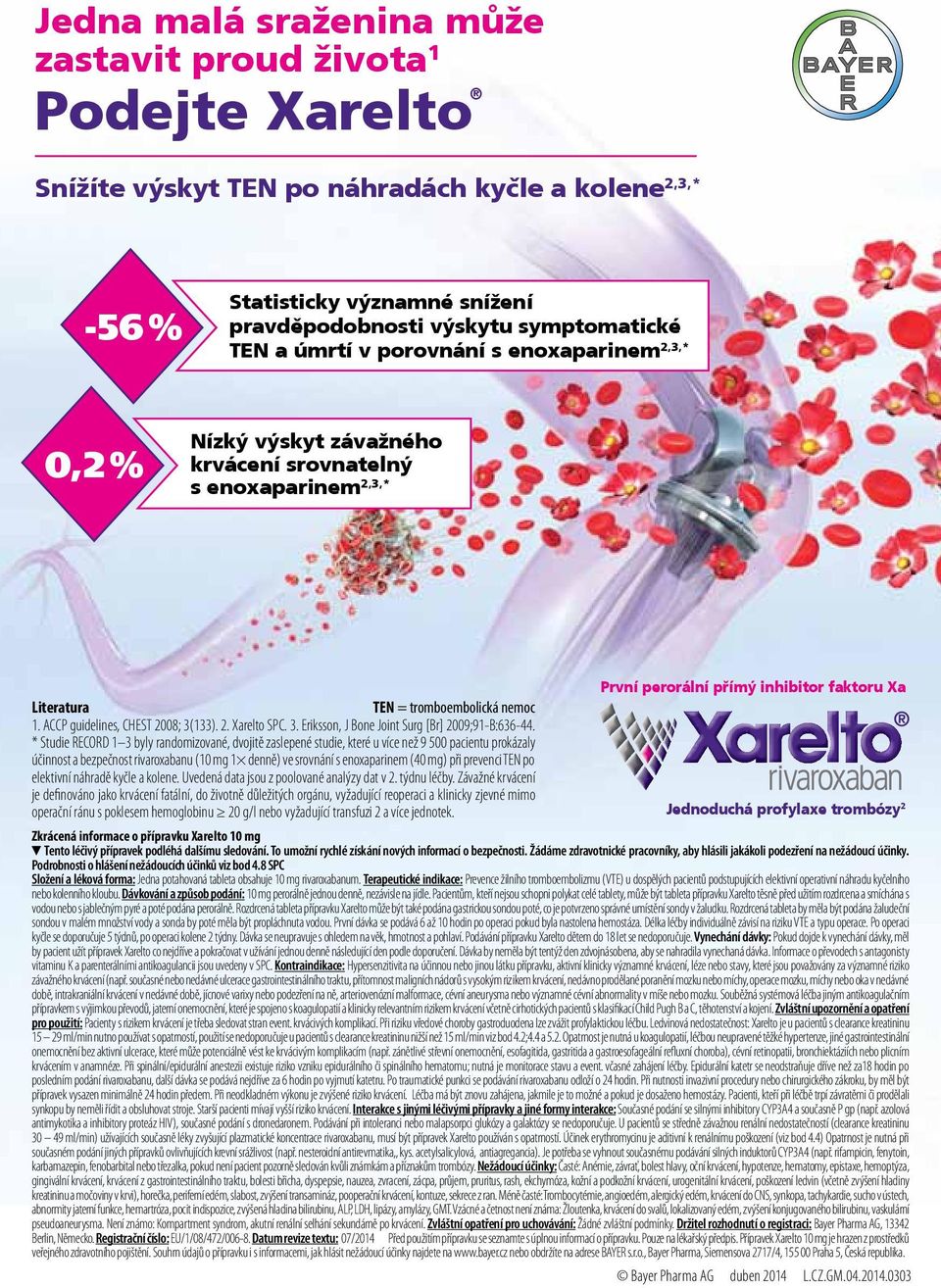 ACCP guidelines, CHEST 2008; 3(133). 2. Xarelto SPC. 3. Eriksson, J Bone Joint Surg [Br] 2009;91-B:636-44.