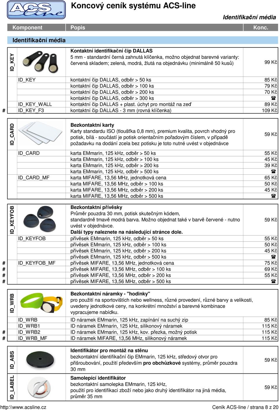 > 300 ks ID_KEY_WALL kontaktní čip DALLAS + plast.