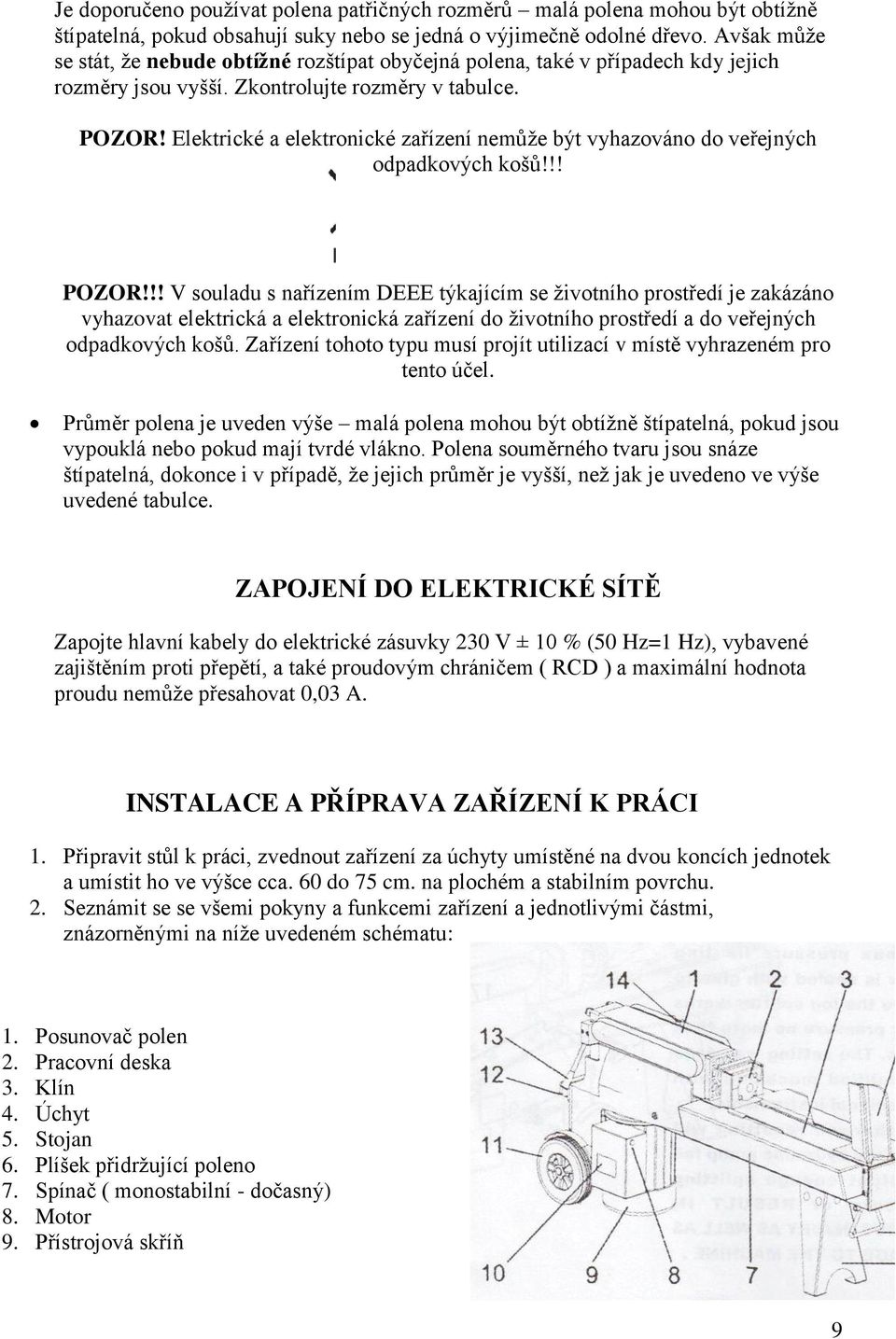 Elektrické a elektronické zařízení nemůže být vyhazováno do veřejných odpadkových košů!!! POZOR!