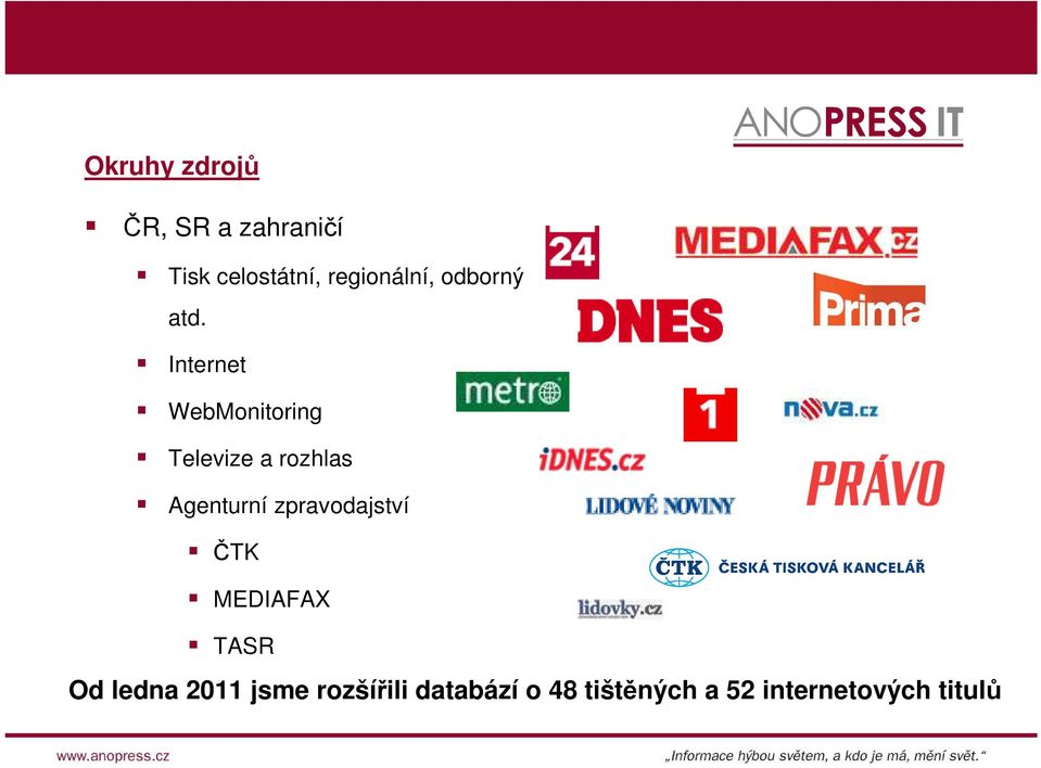 Internet WebMonitoring Televize a rozhlas Agenturní