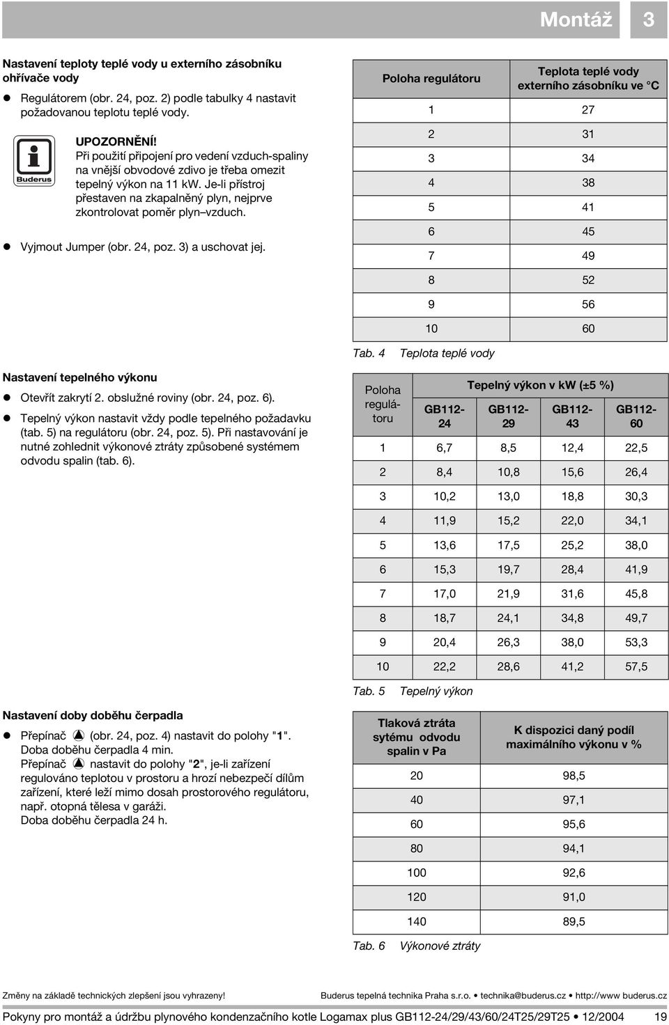 Vyjmout Jumper (obr. 4, poz. 3) a uschovat jej. Poloha regulátoru Teplota teplé vody externího zásobníku ve C 7 3 3 34 4 38 5 4 6 45 7 49 8 5 9 56 0 60 Tab.