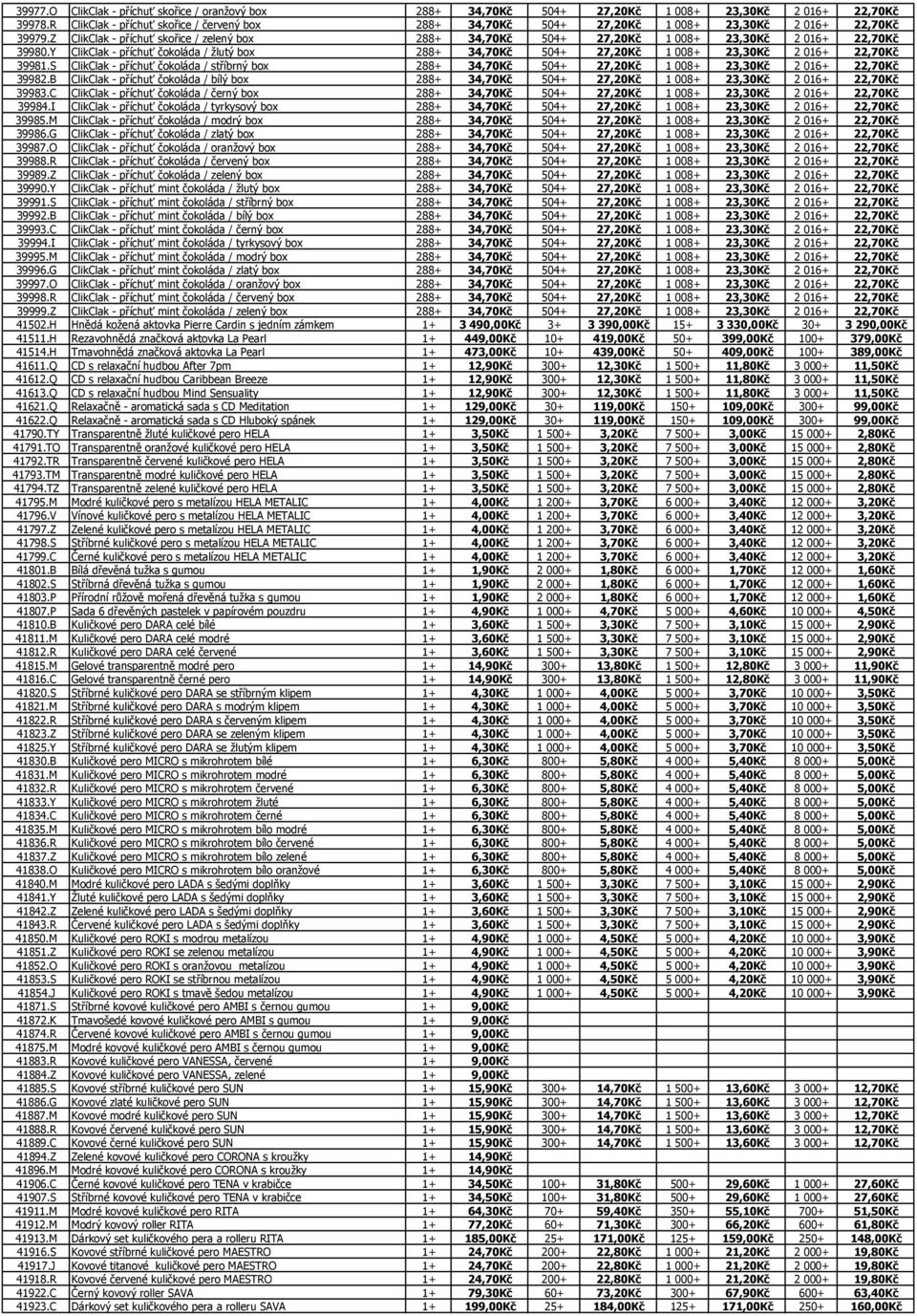 Z ClikClak - příchuť skořice / zelený box 288+ 34,70Kč 504+ 27,20Kč 1 008+ 23,30Kč 2 016+ 22,70Kč 39980.