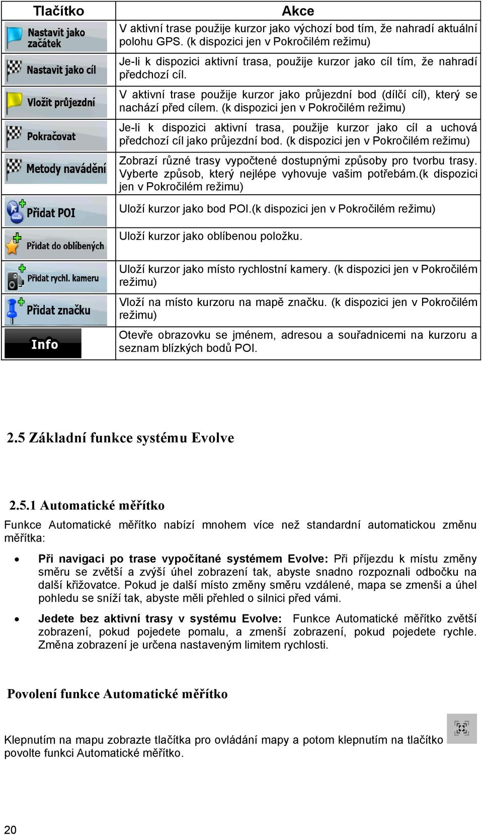 V aktivní trase použije kurzor jako průjezdní bod (dílčí cíl), který se nachází před cílem.