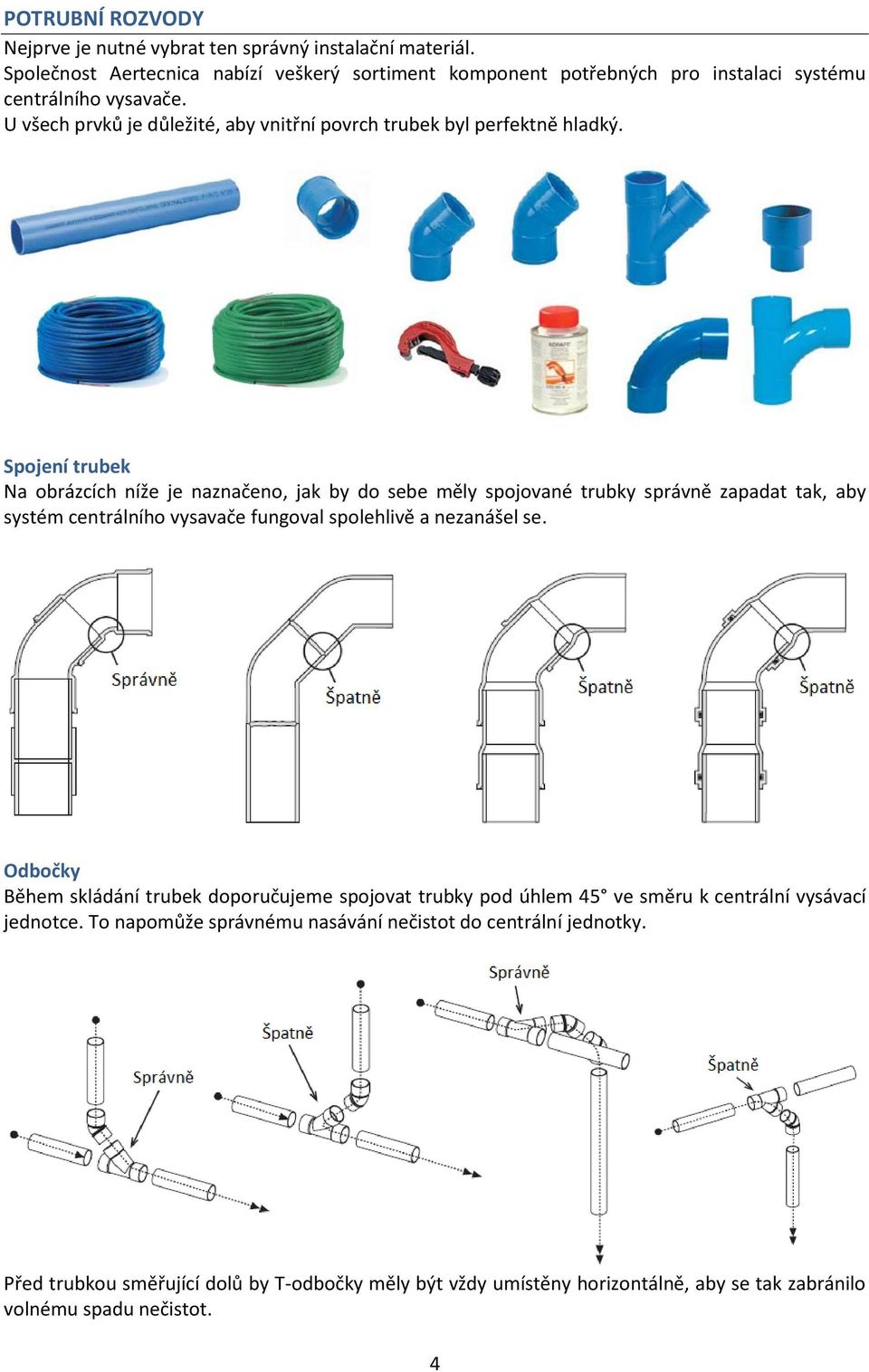 U všech prvků je důležité, aby vnitřní povrch trubek byl perfektně hladký.