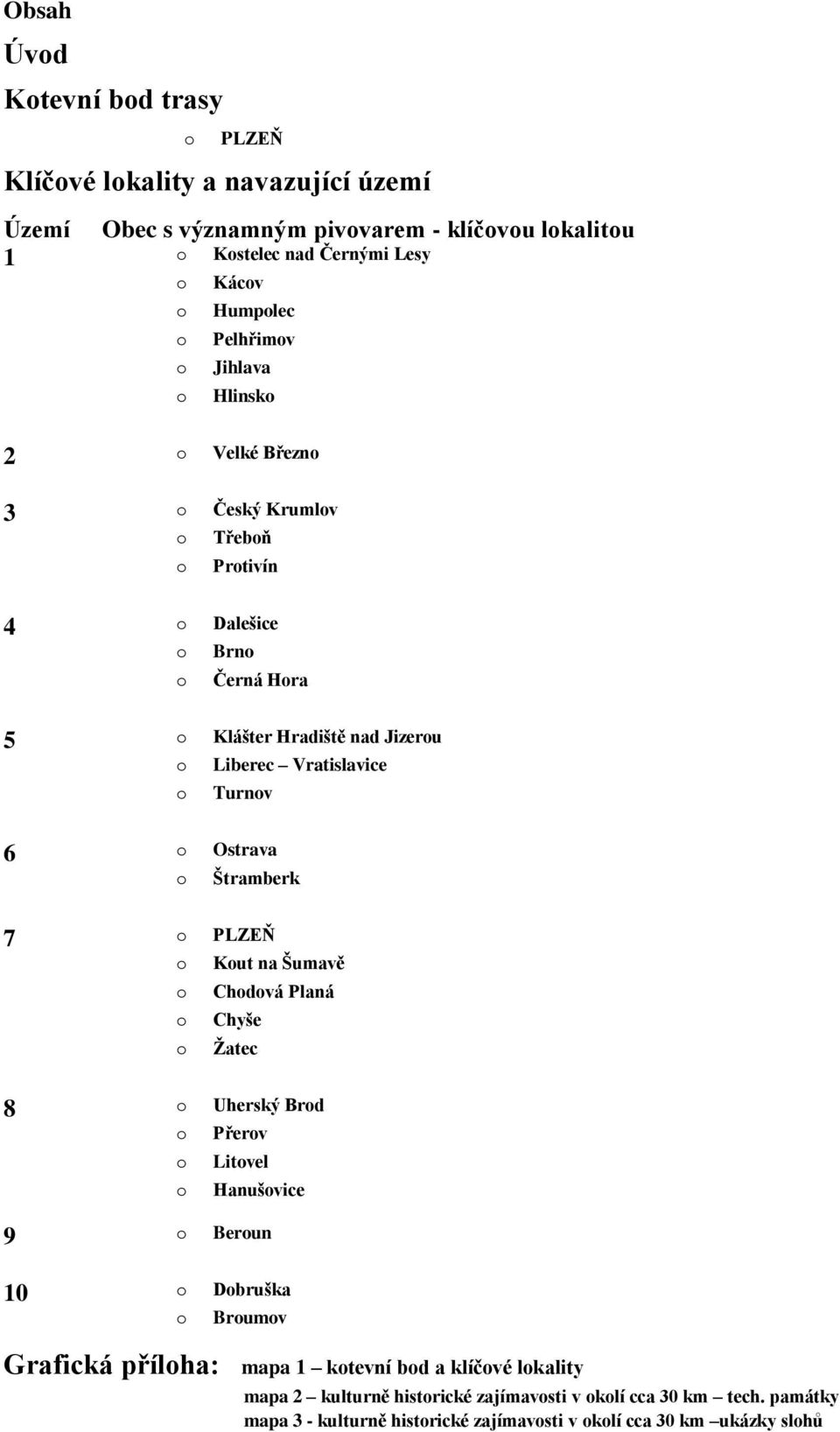 o Ostrava o Štramberk 7 o PLZEŇ o Kout na Šumavě o o o Chodová Planá Chyše Ţatec 8 o Uherský Brod o Přerov o o Litovel Hanušovice 9 o Beroun 10 o Dobruška o Broumov Grafická
