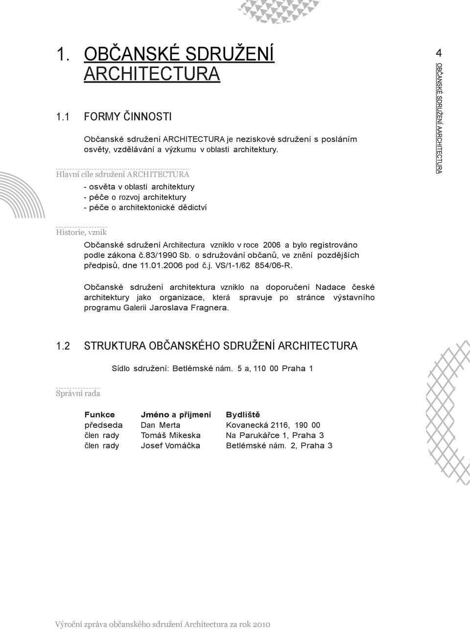 bylo registrováno podle zákona č.83/1990 Sb. o sdružování občanů, ve znění pozdějších předpisů, dne 11.01.2006 pod č.j. VS/1-1/62 854/06-R.