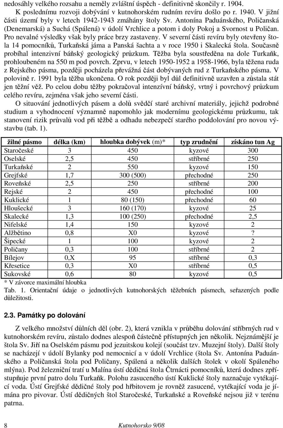 Pro nevalné výsledky však byly práce brzy zastaveny. V severní části revíru byly otevřeny štola 14 pomocníků, Turkaňská jáma a Panská šachta a v roce 1950 i Skalecká štola.