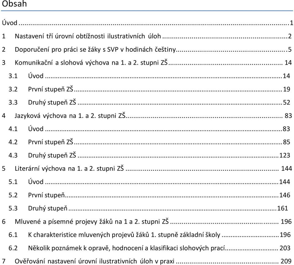 a 2. stupni ZŠ... 144 5.1 Úvod... 144 5.2 První stupeň... 146 5.3 Druhý stupeň... 161 6 Mluvené a písemné projevy žáků na 1 a 2. stupni ZŠ... 196 6.