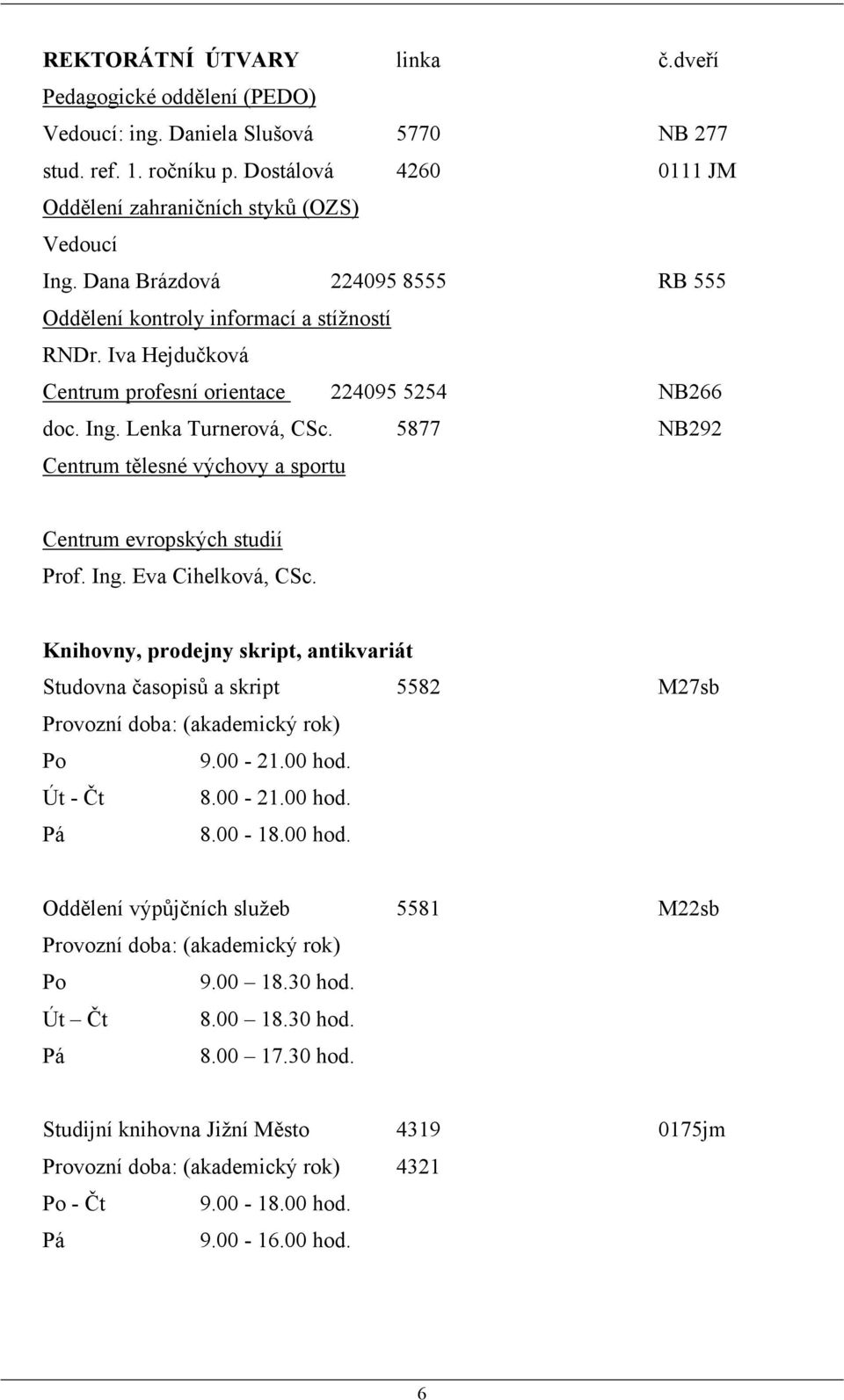 5877 NB292 Centrum tělesné výchovy a sportu Centrum evropských studií Prof. Ing. Eva Cihelková, CSc.