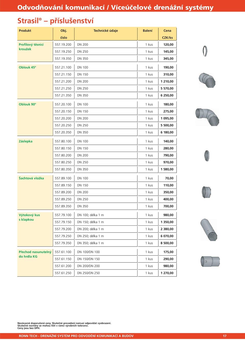 20.150 DN 150 1 kus 275,00 557.20.200 DN 200 1 kus 1 095,00 557.20.250 DN 250 1 kus 5 500,00 557.20.350 DN 350 1 kus 6 180,00 Záslepka 557.80.100 DN 100 1 kus 140,00 557.80.150 DN 150 1 kus 280,00 557.