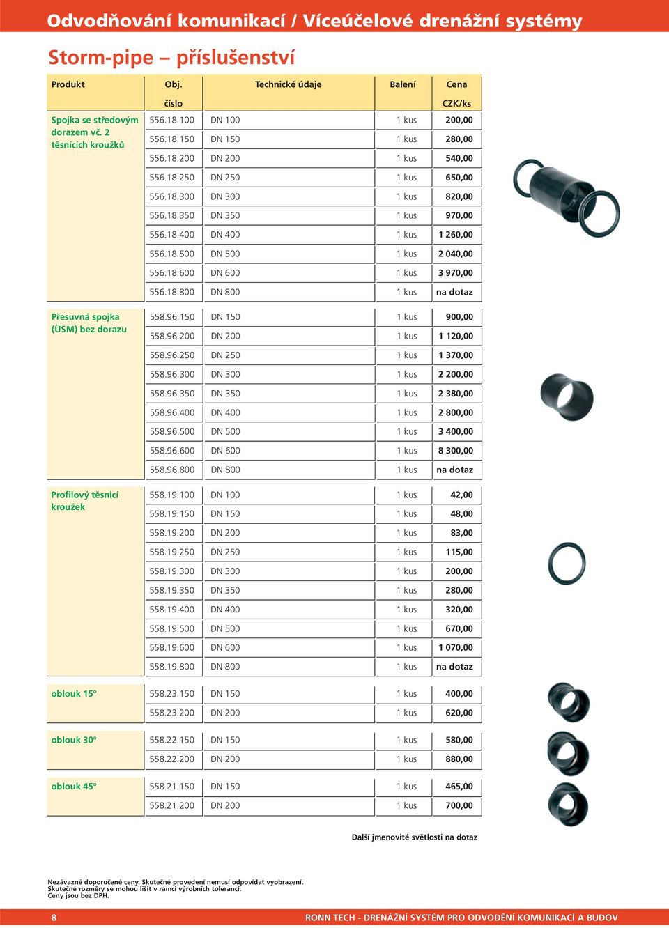 96.150 DN 150 1 kus 900,00 (ÜSM) bez dorazu 558.96.200 DN 200 1 kus 1 120,00 558.96.250 DN 250 1 kus 1 370,00 558.96.300 DN 300 1 kus 2 200,00 558.96.350 DN 350 1 kus 2 380,00 558.96.400 DN 400 1 kus 2 800,00 558.