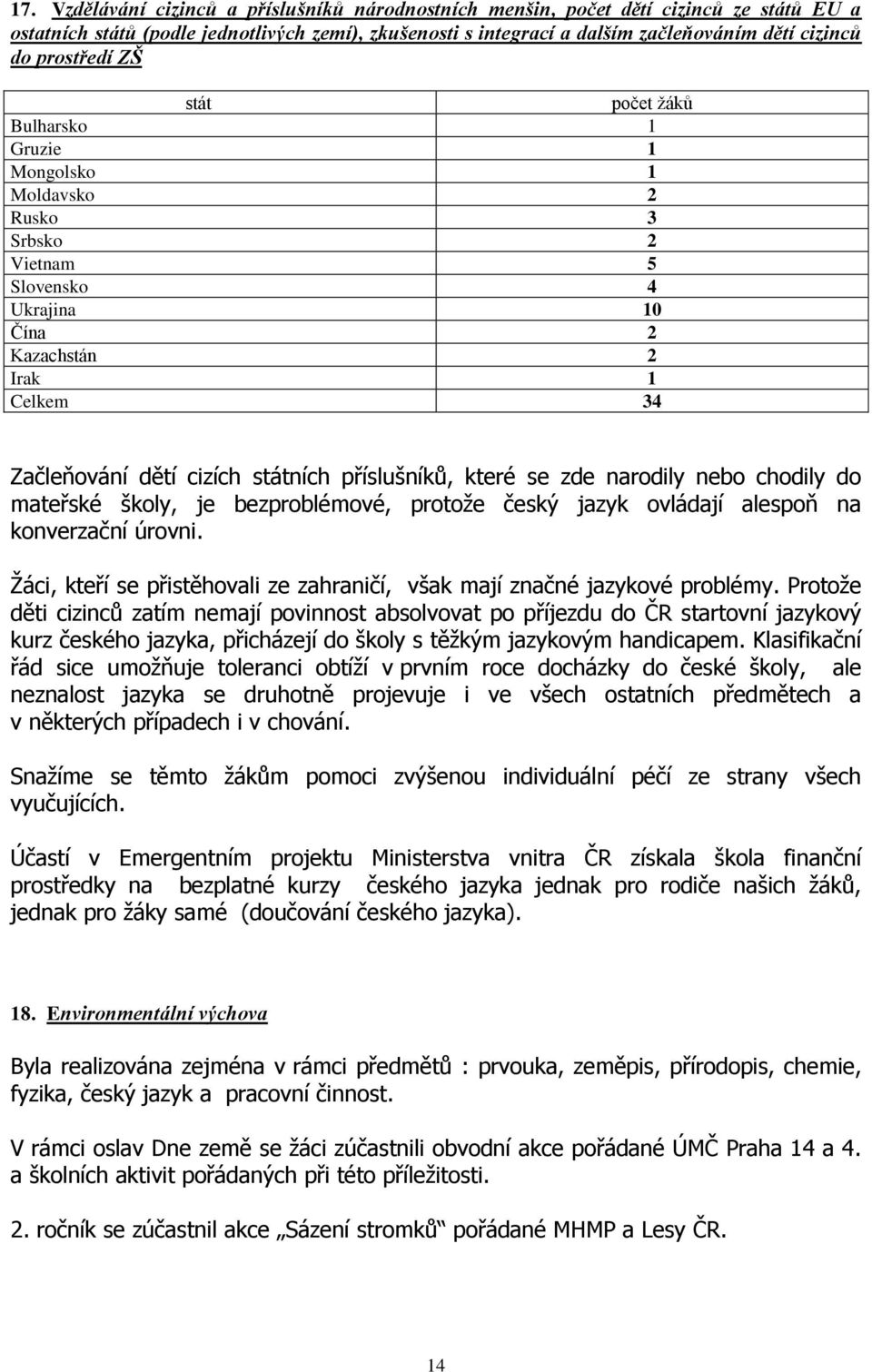 příslušníků, které se zde narodily nebo chodily do mateřské školy, je bezproblémové, protože český jazyk ovládají alespoň na konverzační úrovni.