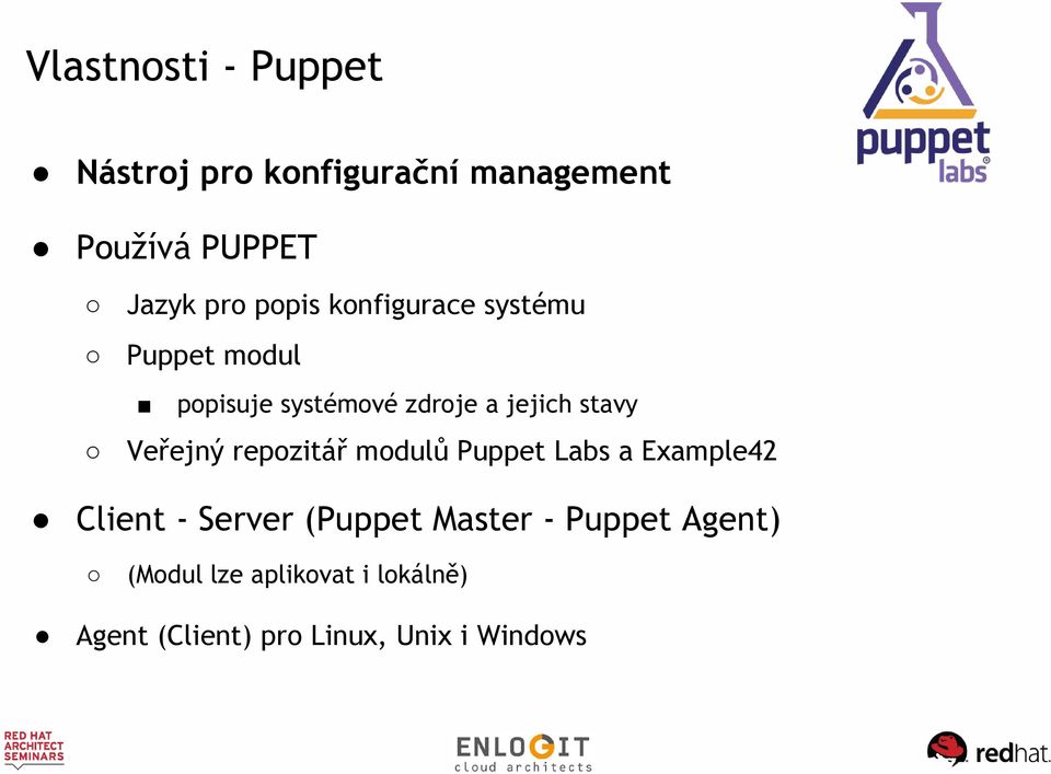 Veřejný repozitář modulů Puppet Labs a Example42 Client - Server (Puppet Master -