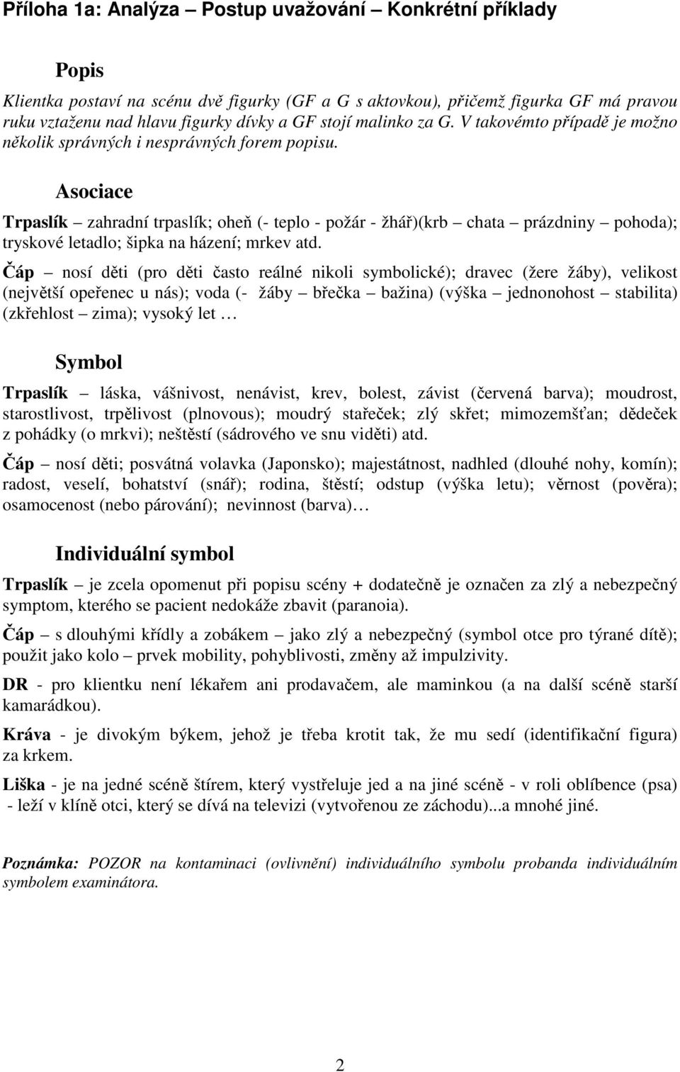 Asociace Trpaslík zahradní trpaslík; ohe (- teplo - požár - žhá)(krb chata prázdniny pohoda); tryskové letadlo; šipka na házení; mrkev atd.