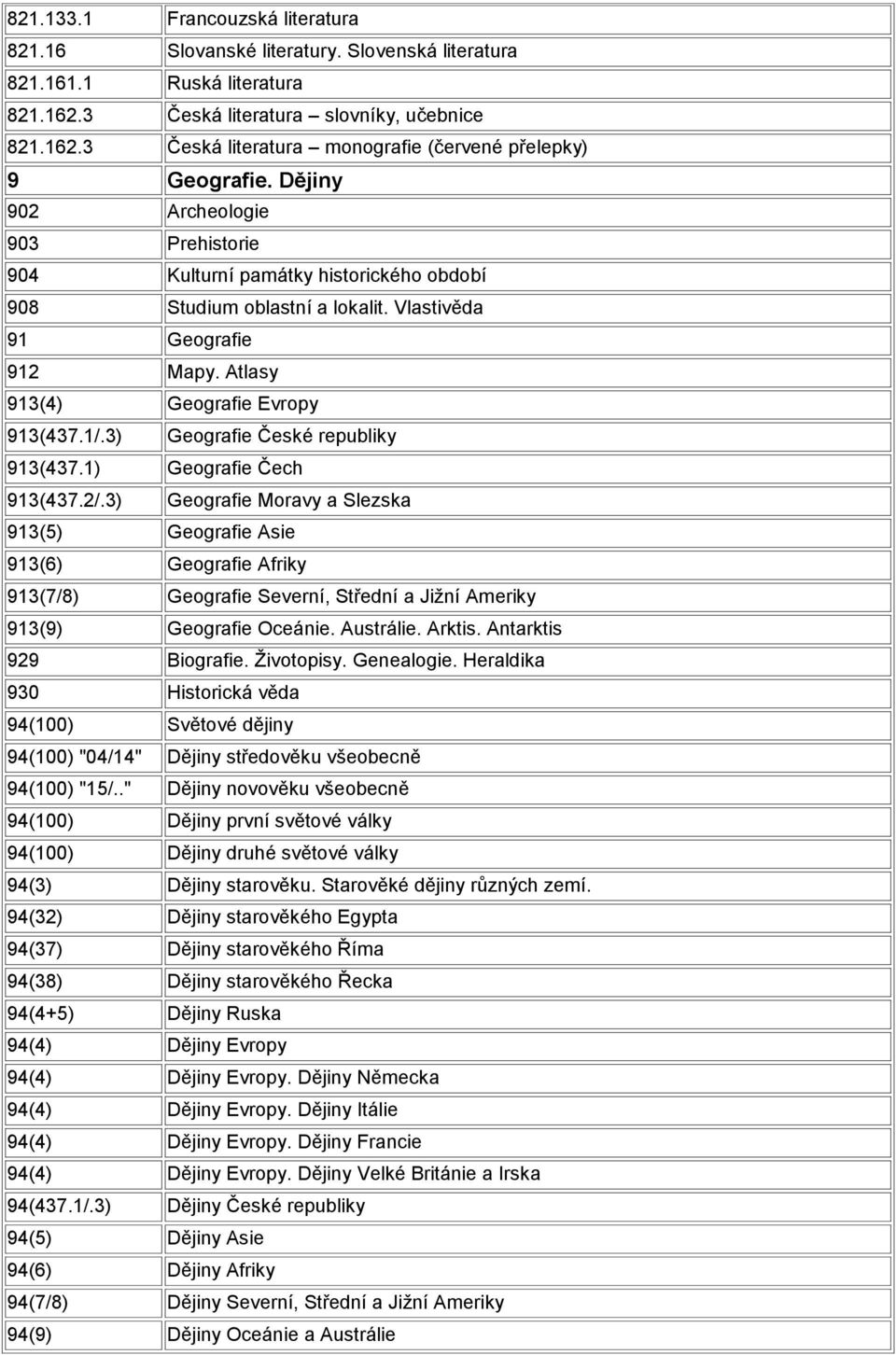 3) Geografie České republiky 913(437.1) Geografie Čech 913(437.2/.