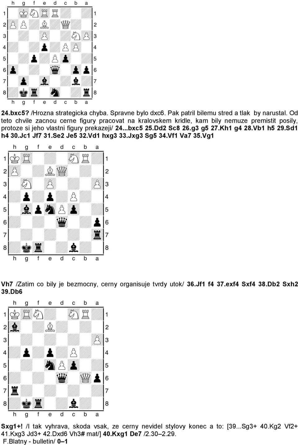 Sd1 h4 30.Jc1 Jf7 31.Se2 Je5 32.Vd1 hxg3 33.Jxg3 Sg5 34.Vf1 Va7 35.Vg1 1KtR-+-sNR+!