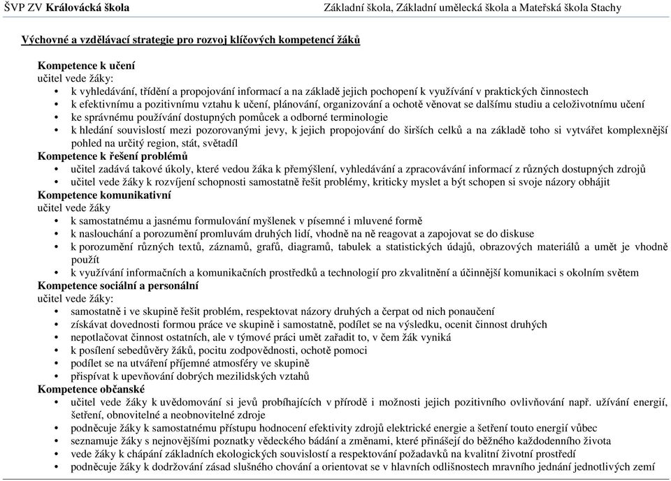 terminologie k hledání souvislostí mezi pozorovanými jevy, k jejich propojování do širších celků a na základě toho si vytvářet komplexnější pohled na určitý region, stát, světadíl Kompetence k řešení