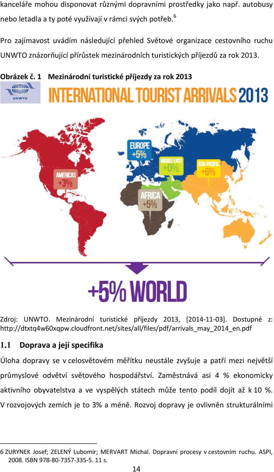 1 Mezinárodní turistické příjezdy za rok 2013 Zdroj: UNWTO. Mezinárodní turistické příjezdy 2013, [2014-11-03]. Dostupné z: http://dtxtq4w60xqpw.cloudfront.