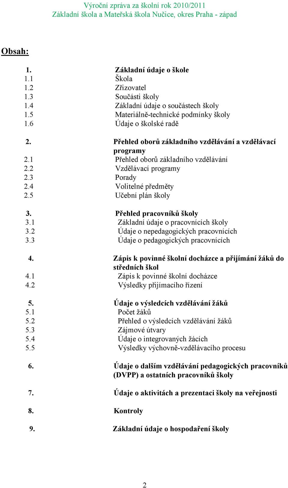 Přehled pracovníků školy 3.1 Základní údaje o pracovnících školy 3.2 Údaje o nepedagogických pracovnících 3.3 Údaje o pedagogických pracovnících 4.