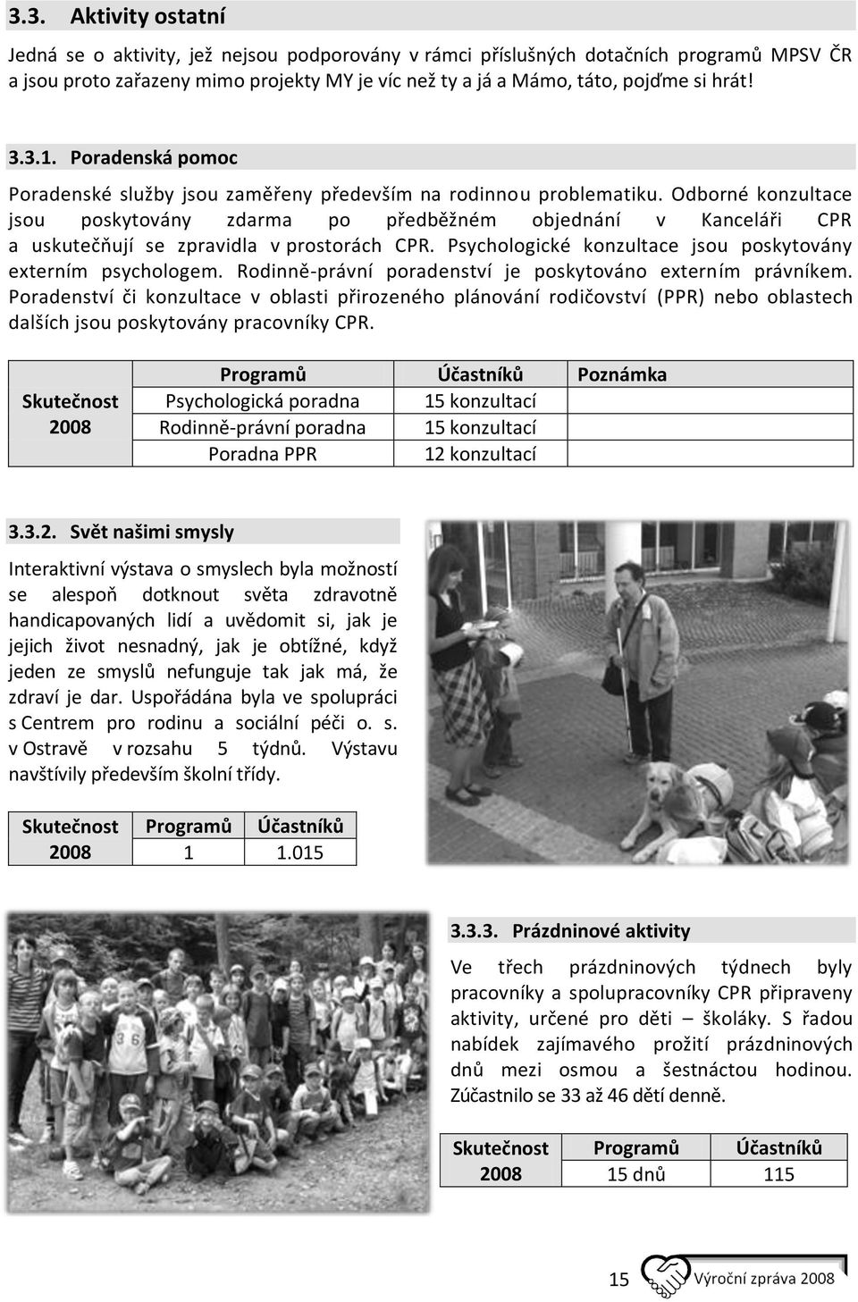 Odborné konzultace jsou poskytovány zdarma po předběžném objednání v Kanceláři CPR a uskutečňují se zpravidla v prostorách CPR. Psychologické konzultace jsou poskytovány externím psychologem.