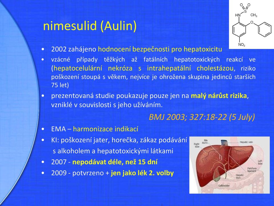 prezentovaná studie poukazuje pouze jen na malý nárůst rizika, vzniklé v souvislosti s jeho užíváním.