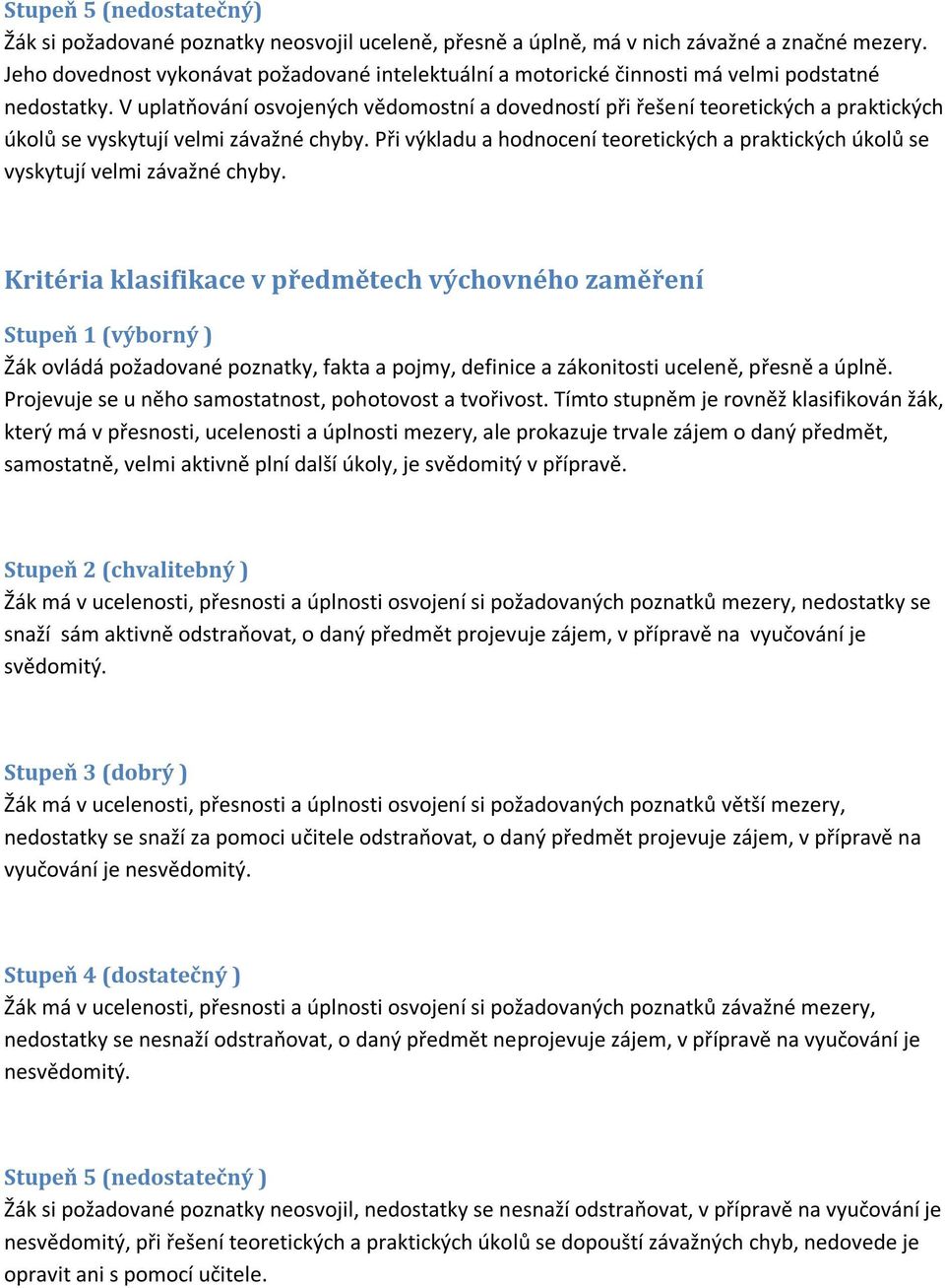 V uplatňování osvojených vědomostní a dovedností při řešení teoretických a praktických úkolů se vyskytují velmi závažné chyby.