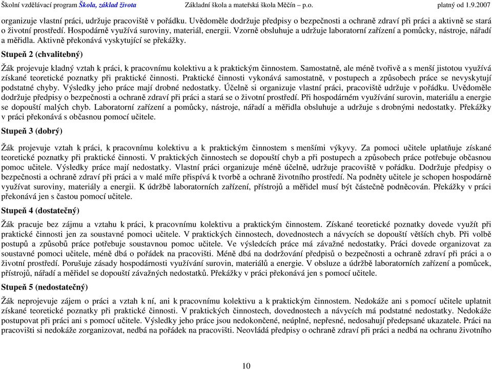 Vzrně bsluhuje a udržuje labratrní zařízení a pmůcky, nástrje, nářadí a měřidla. Aktivně překnává vyskytující se překážky.